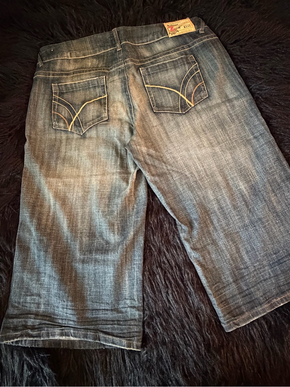 Z. Cavaricci Washed Blue Wide Leg Denim Crop Pants - Picture 2 of 5